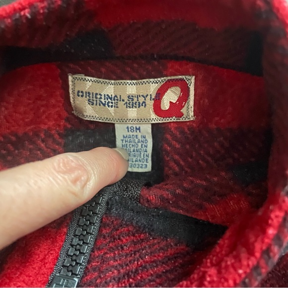 KHQ toddler boy Buffalo plaid zipper fleece jacket size 18M EUC - Picture 3 of 3